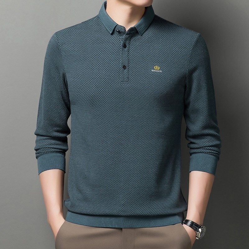 Men's casual long-sleeved POLO T-shirt