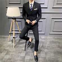 Load image into Gallery viewer, men&#39;s slim three-piece striped small suit

