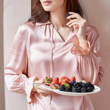 Load image into Gallery viewer, Long sleeve trousers silkworm two-piece set of silk pajamas women
