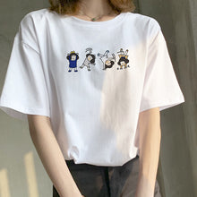Load image into Gallery viewer, White cotton long short-sleeved T-shirt loose won
