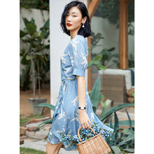 Load image into Gallery viewer, Silk dress summer style V led age skirt foreign air thin a word skirt
