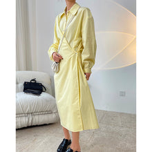 Load image into Gallery viewer, Spring new french temperament lazy buckle shirt dress waist loose
