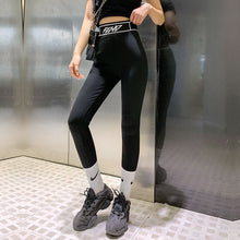 Load image into Gallery viewer, Threaded cotton high waist leggings pants Fend letters waist slim
