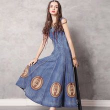 Load image into Gallery viewer, Round neck vest long skirt  wrapped denim big dress
