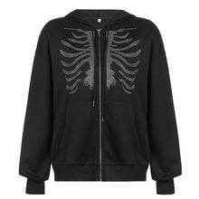 Load image into Gallery viewer, Skeleton hot drill sweater or loose zipper casual jacket hooded
