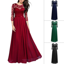Load image into Gallery viewer, Round Neck Lace Long Skirt Evening Dress Women
