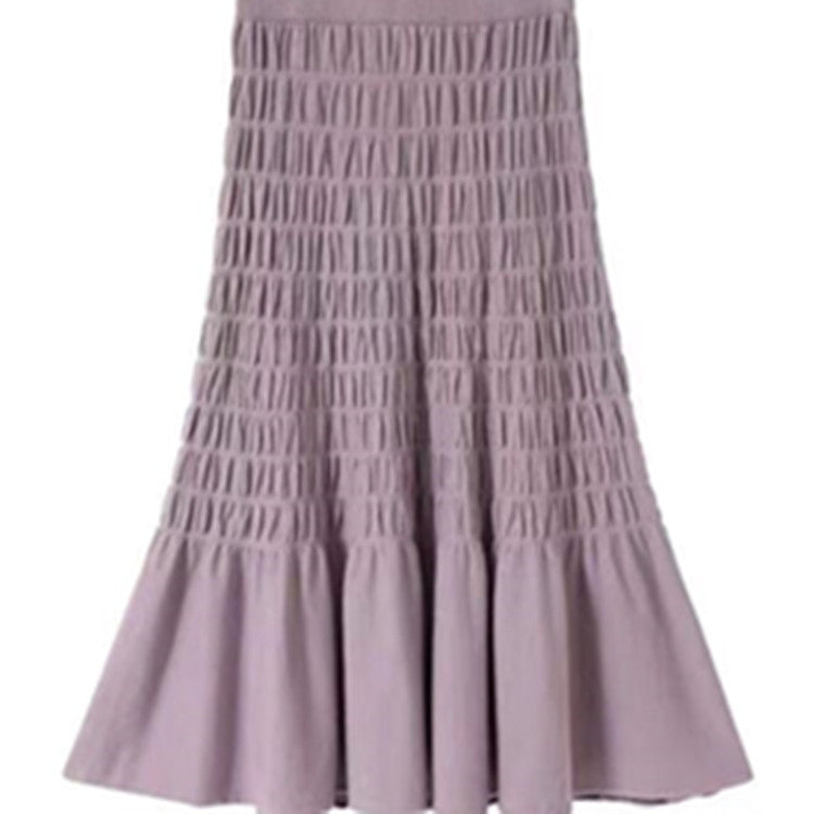 Solid color fresh sweet knitting long skirt stitching skirt