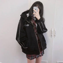 Load image into Gallery viewer, Zipper bat sleeve hooded thin jacket ins tide loose cardigan jacket
