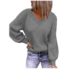 Load image into Gallery viewer, Long-sleeved sweater jacket V-neck jacket top
