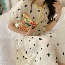 Load image into Gallery viewer, Korean cactus pajamas nightdress short-sleeved
