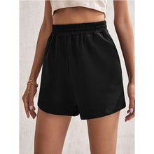 Load image into Gallery viewer, Elastic waist loose wide leg solid color casual sports shorts
