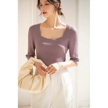 Load image into Gallery viewer, Summer Sweater of french middle sleeves Slim upper top
