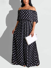 Load image into Gallery viewer, Off Shoulder Polka Dot Printed Maxi Dress
