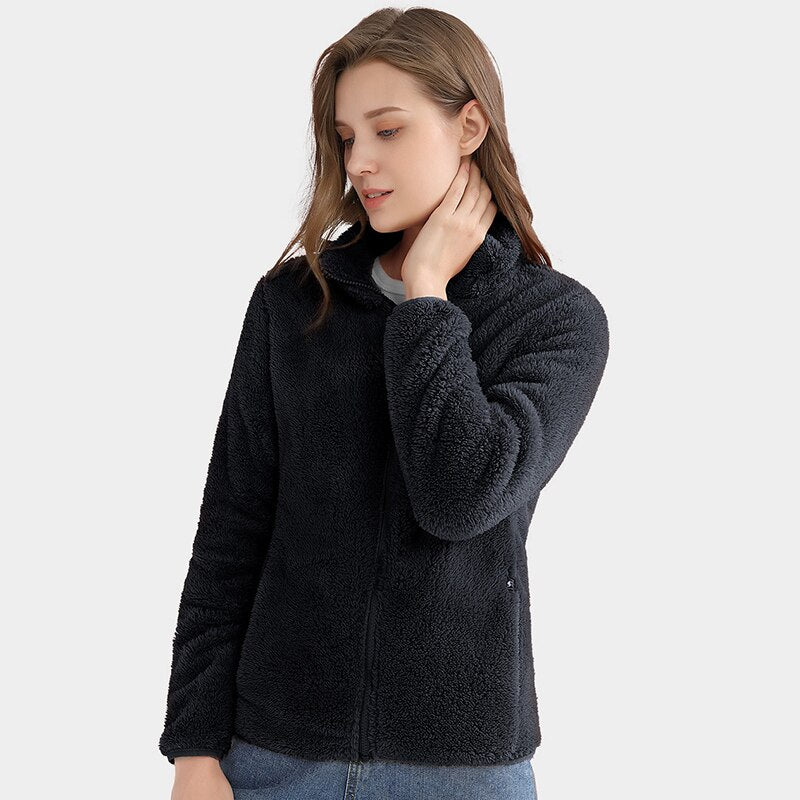 Long-sleeved Plus Fleece Warm Stand-up Collar Cardigan Outdoor Fleece Coat