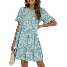 Load image into Gallery viewer, Womens A Line Floral Dress with Ruffle Sleeves
